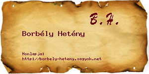 Borbély Hetény névjegykártya